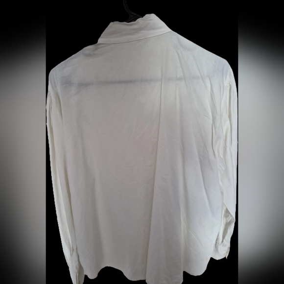 White Ruffled Button-Up Blouse - Picture 2 of 3